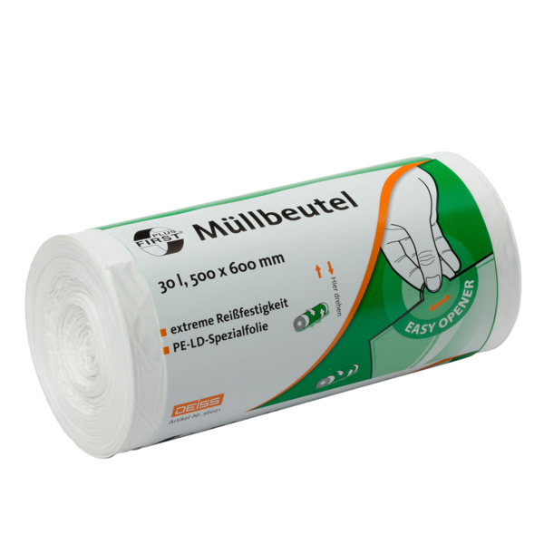 DEISS FIRST PLUS ® - Müllbeutel aus LDPE, 1A-Material, 30 l 50 Stück/Rolle