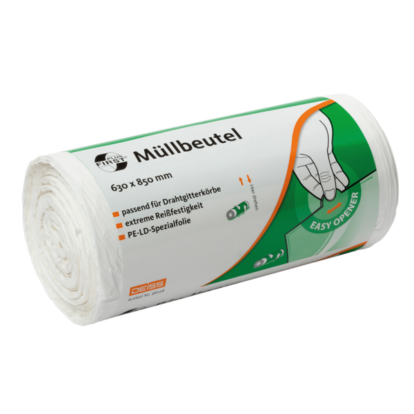 DEISS FIRST PLUS ® - Müllbeutel aus LDPE, 1A-Material mit Sternnahtboden 50 Stück/Rolle
