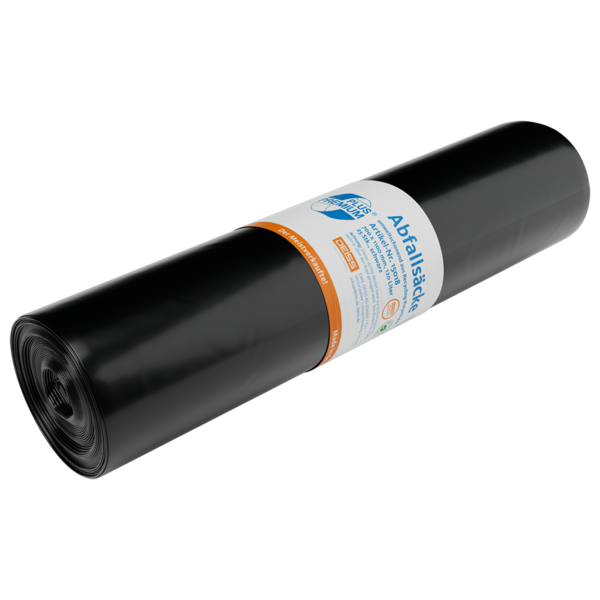DEISS Der Meistverkaufte! PREMIUM PLUS ® 120l - CO₂-KOMPENSIERT Abfallsäcke aus Recycling-LDPE, 700x1100 mm schwarz – 25 Stück/Rolle