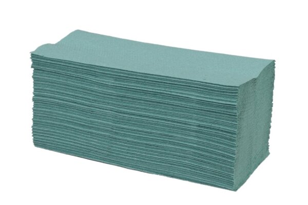 Falthandtücher, V-Falz, 1-lagig, 25,0 x 23,0 cm, 5000 Blatt, RC Krepp, Grün