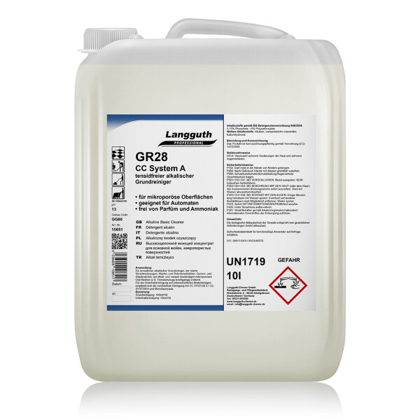Langguth Chemie GR28 CC System A 10 l Grundreiniger alkalisch