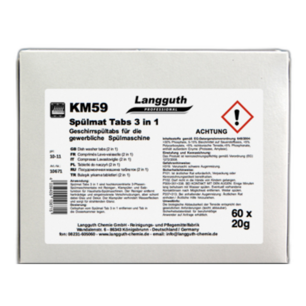 Langguth Chemie KM59 Spülmat Tabs 3in1 60Stk.Spülmaschinentabs