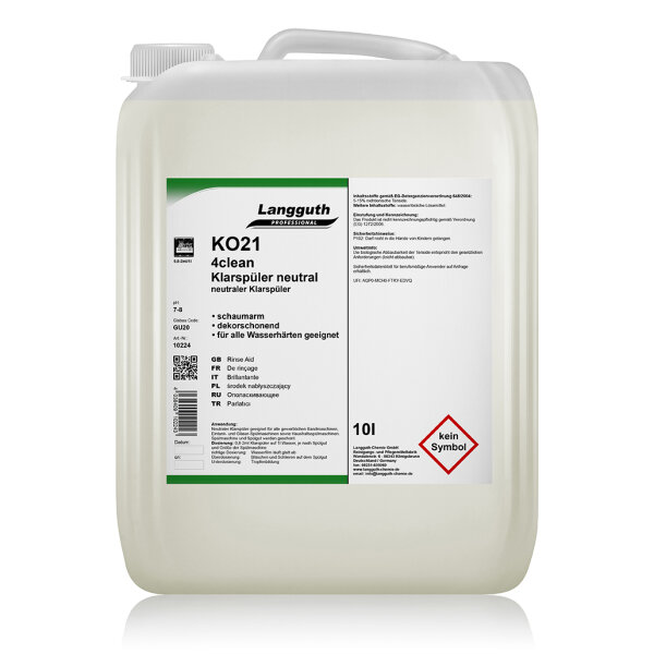 Langguth Chemie KO21 4clean Klarspüler neutral 10 l