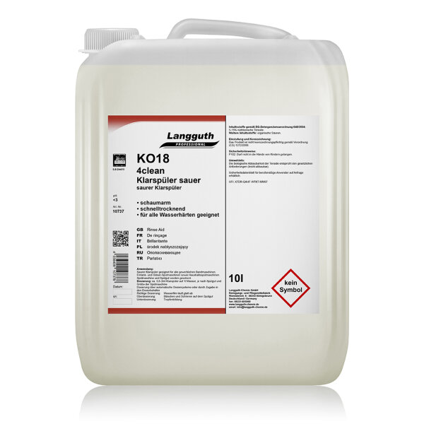 Langguth Chemie KO18 4clean Klarspüler sauer 10 l