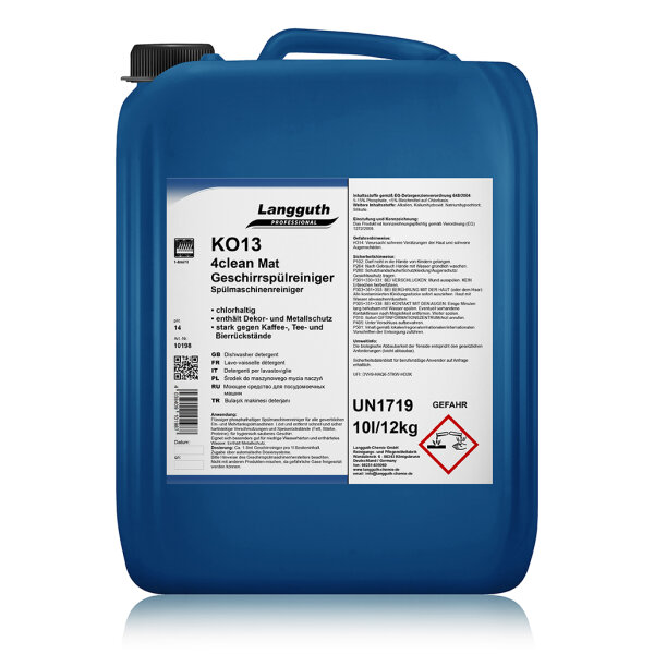 Langguth Chemie KO13 4clean Mat Geschirrspülreiniger 10l/12kg