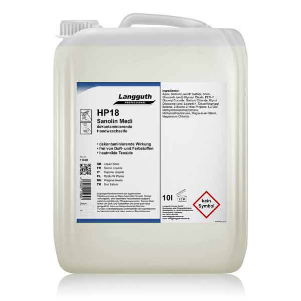 Langguth Chemie HP18 Sanolin Medi antibakterielle Seifencreme 10l