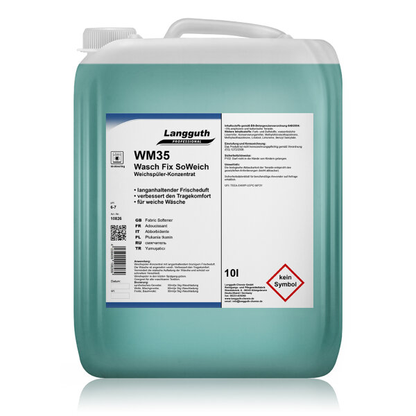 Langguth Chemie WM35 Wasch Fix SoWeich 10 l, Weichspüler