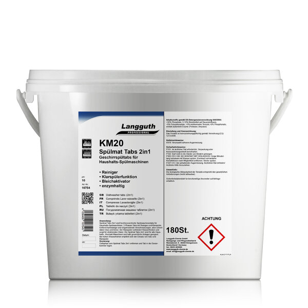 Langguth Chemie KM20 Spülmat Tabs 2in1 Eimer 180 Stück