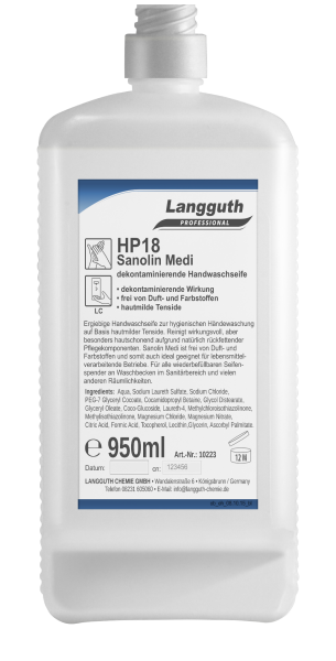 Langguth Chemie HP18 Sanolin Medi antibakterielle Seifencreme 950 ml LC/Euro