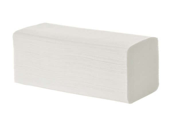 Falthandtücher, V-Falz, 2-lagig, weiß, 25,0x23,0cm, 3200 Blatt, Zellstoff, 16x200 Blatt, 32 VE je Palette